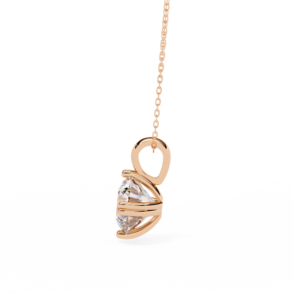 Rose Gold Double-Prong Round Diamond Solitaire Pendant