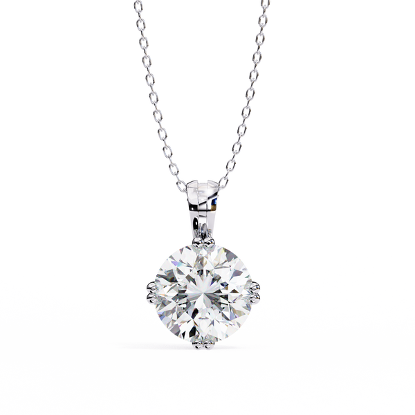 White Gold Round Brilliant Double-Claw Split Bail Pendant