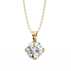 Yellow Gold Double-Prong Round Diamond Solitaire Pendant