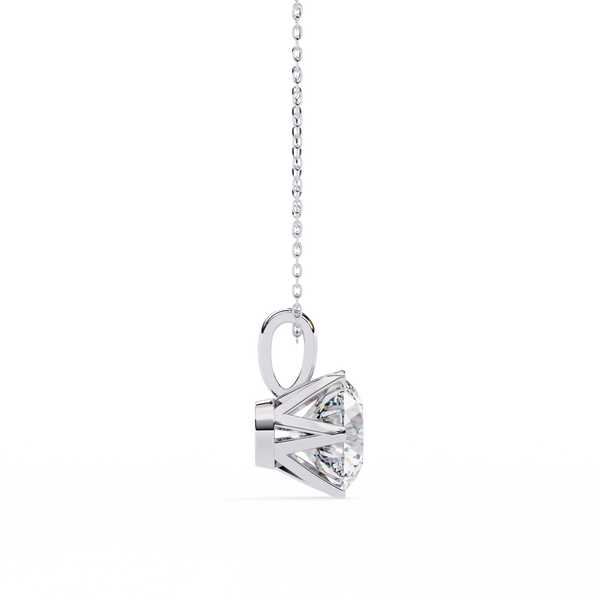 White Gold Six-Prong Round Brilliant Crown Pendant