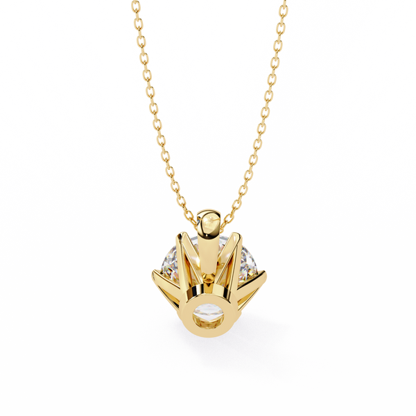 Yellow Gold Six-Prong Round Diamond Solitaire Pendant