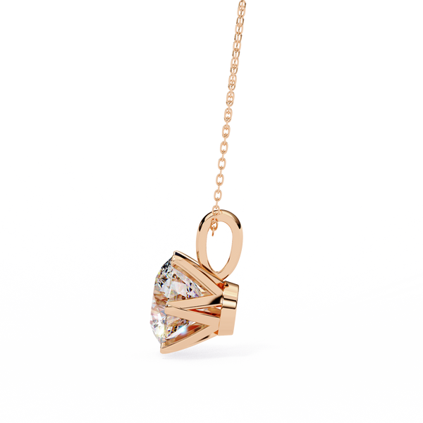 Rose Gold Six-Prong Round Diamond Solitaire Pendant