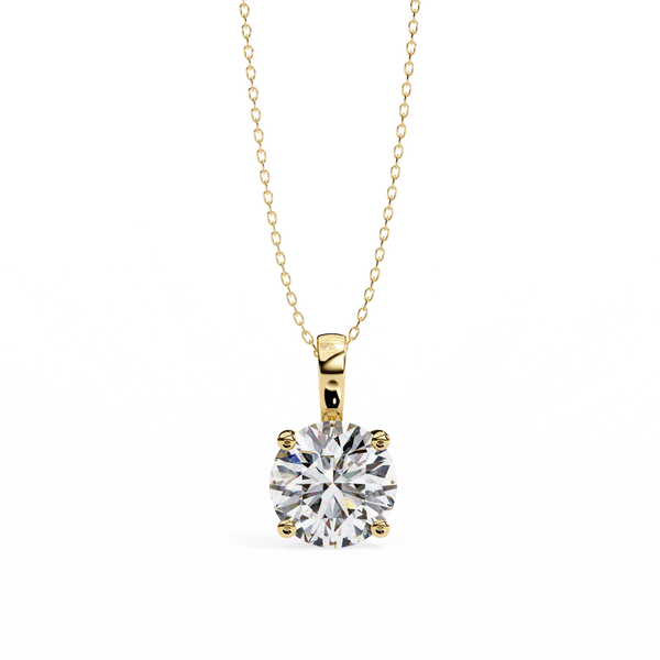 Yellow Gold Round Solitaire Diamond Pendant