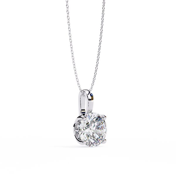 White Gold Classic Four-Claw Round Solitaire Pendant
