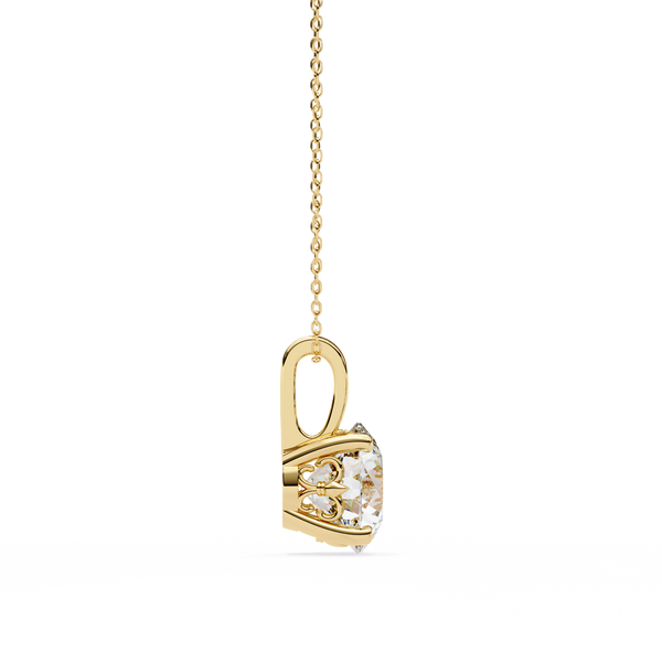 Yellow Gold Round Solitaire Diamond Pendant