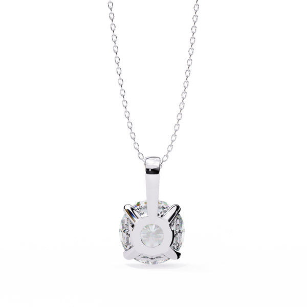 White Gold Classic Four-Claw Round Solitaire Pendant