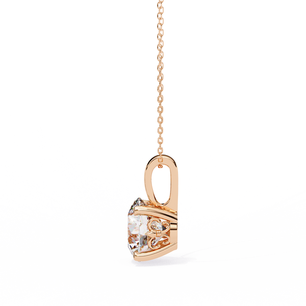 Rose Gold Round Solitaire Diamond Pendant