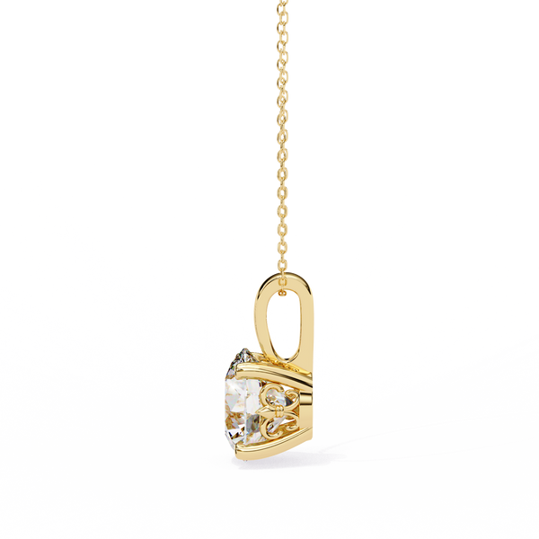 Yellow Gold Round Solitaire Diamond Pendant