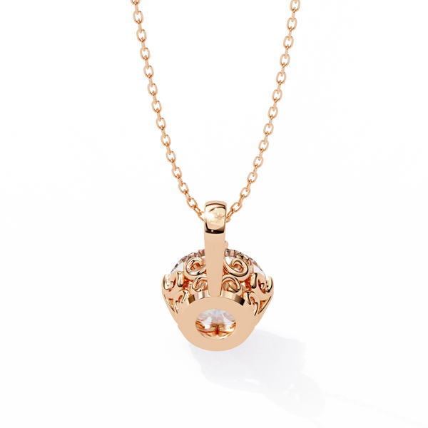 Rose Gold Round Brilliant Diamond Six-Prong Solitaire Pendant