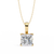 Gold Princess Cut Diamond Four-Prong Solitaire Pendant