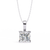White Gold Square Princess Cut Solitaire Bail Pendant