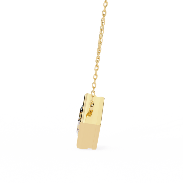Gold Princess Cut Diamond Diagonal Bezel Pendant