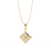 Gold Princess Cut Diamond Diagonal Solitaire Pendant