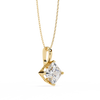 Gold Princess Cut Diamond Diagonal Solitaire Pendant