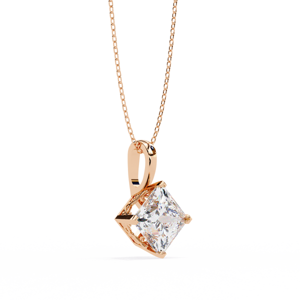 Princess-Cut Natural Diamond Solitaire Pendant
