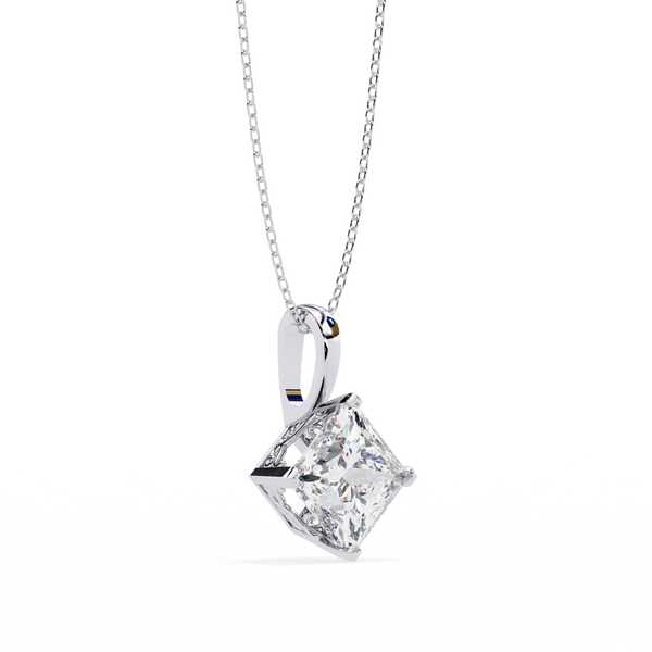 Princess-Cut Natural Diamond Solitaire Pendant