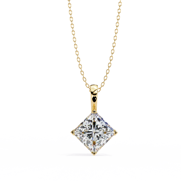 Princess-Cut Natural Diamond Solitaire Pendant