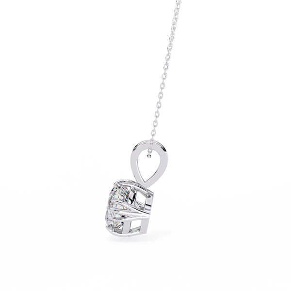 White Gold Double-Claw Round Brilliant Fluted Bail Pendant