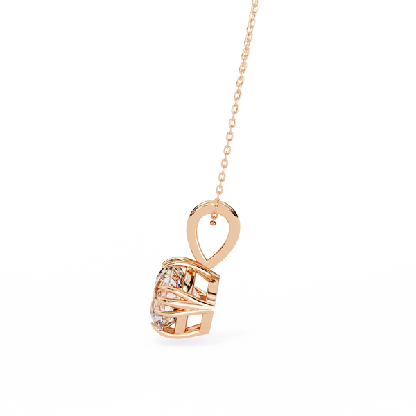 Rose Gold Round Brilliant Diamond Ribbed Bail Solitaire Pendant