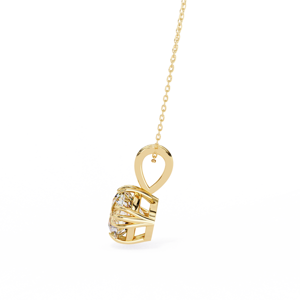 Gold Round Brilliant Diamond Ribbed Bail Solitaire Pendant