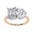 Rose Gold Toi et Moi Emerald and Round Cut Two Stone Diamond Ring