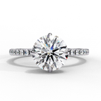 White Gold Round Diamond Solitaire Pavé Engagement Ring