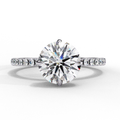 White Gold Round Diamond Solitaire Pavé Engagement Ring