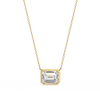 Gold Emerald Cut Diamond Bezel Solitaire Pendant