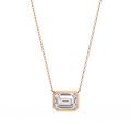 Rose Gold Emerald Cut Diamond Bezel Solitaire Pendant
