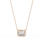 Rose Gold Emerald Cut Diamond Bezel Solitaire Pendant
