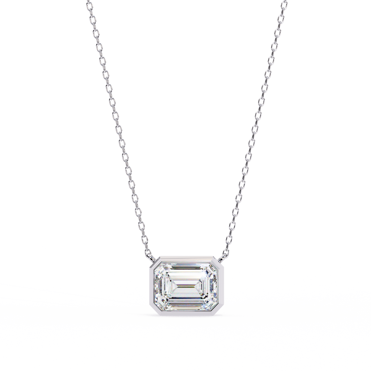 Emerald-Cut Bezel Solitaire Pendant