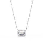 White Gold East-West Emerald Cut Diamond Pendant
