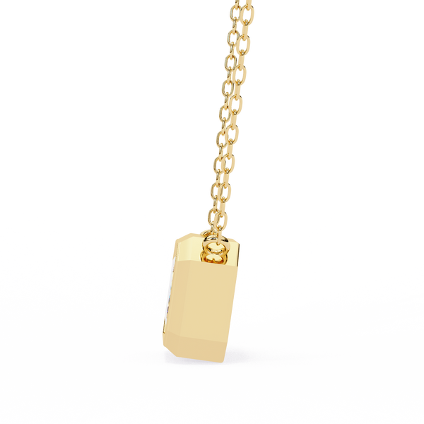 Gold Emerald Cut Diamond Bezel Solitaire Pendant
