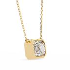 Yellow Gold Emerald Cut Diamond Bezel Solitaire Pendant