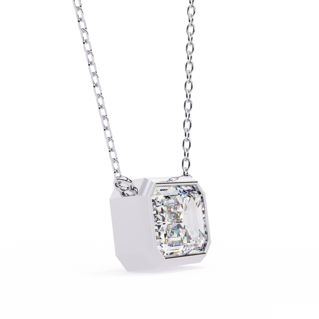 White Gold East-West Emerald Cut Diamond Pendant