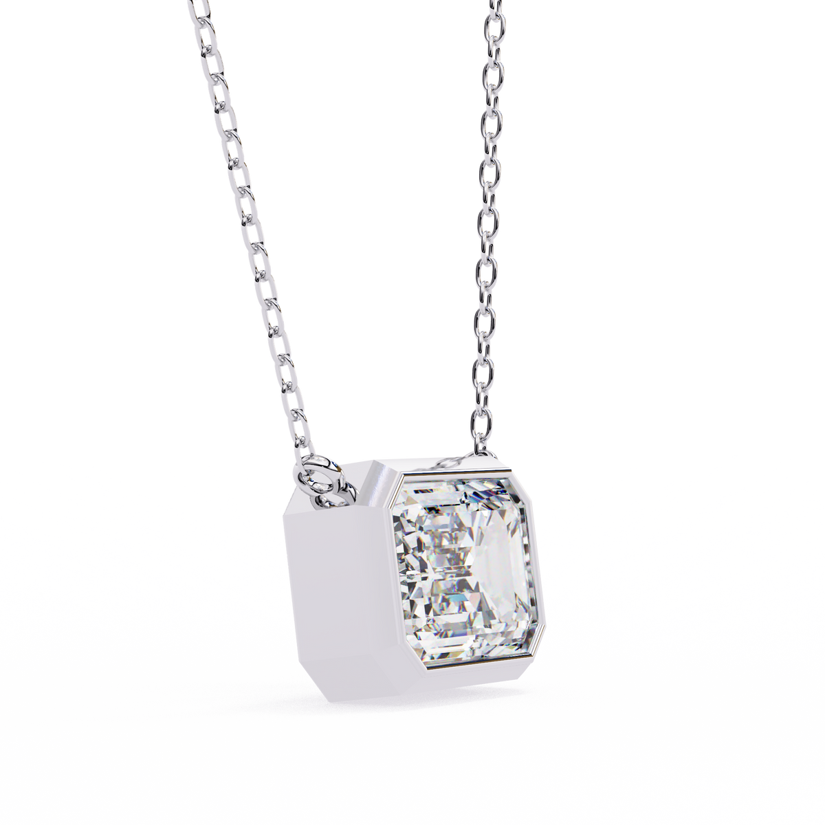 White Gold East-West Emerald Cut Diamond Pendant
