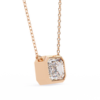 Rose Gold Emerald Cut Diamond Bezel Solitaire Pendant