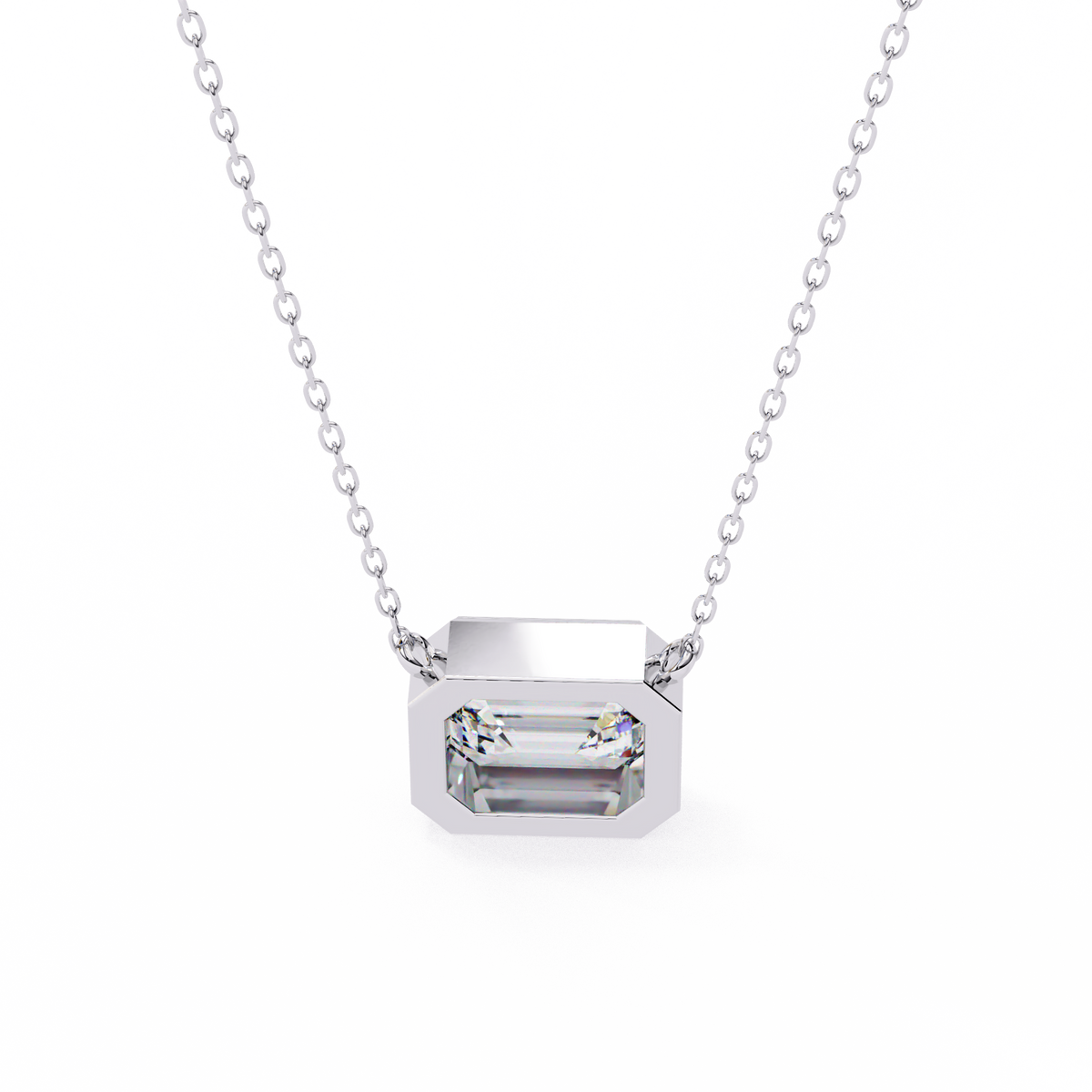 Emerald-Cut Bezel Solitaire Pendant