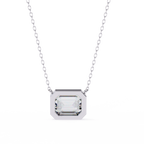 White Gold East-West Emerald Cut Diamond Pendant