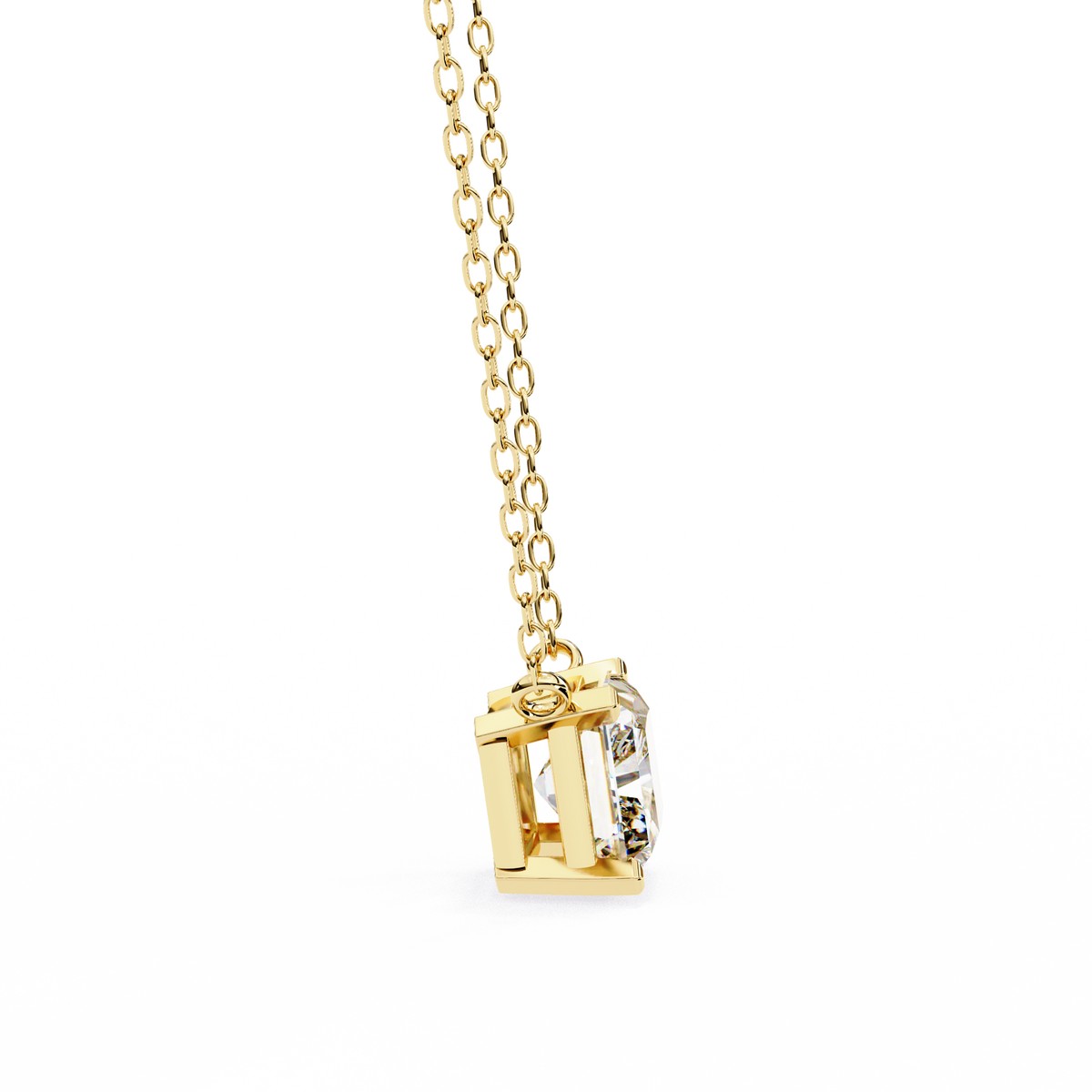 Yellow Gold Radiant Cut Diamond East-West Solitaire Pendant