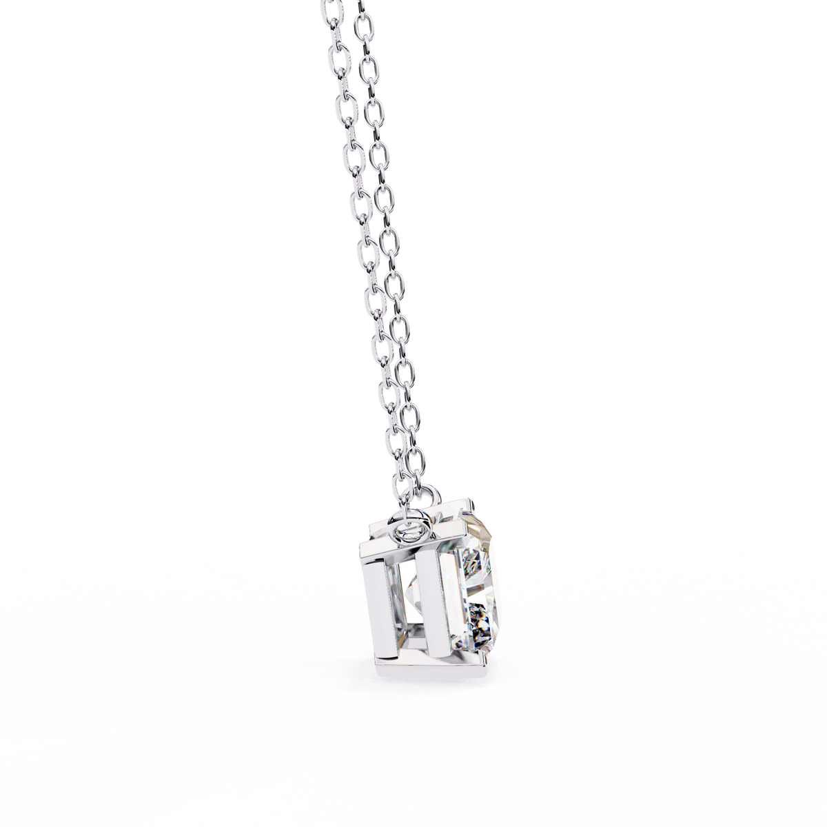 White Gold East-West Radiant Cut Diamond Pendant