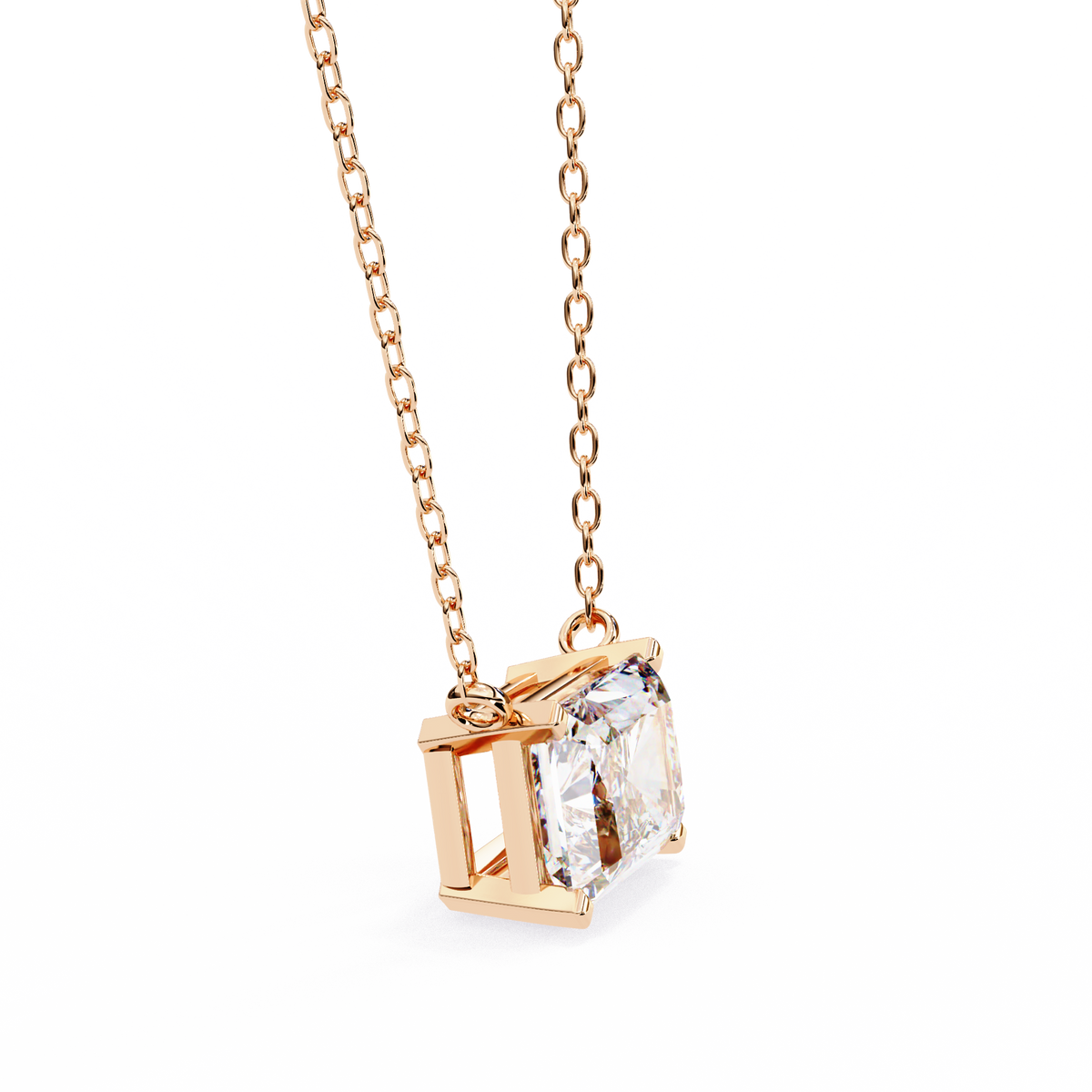 Rose Gold Radiant Cut Diamond East-West Solitaire Pendant
