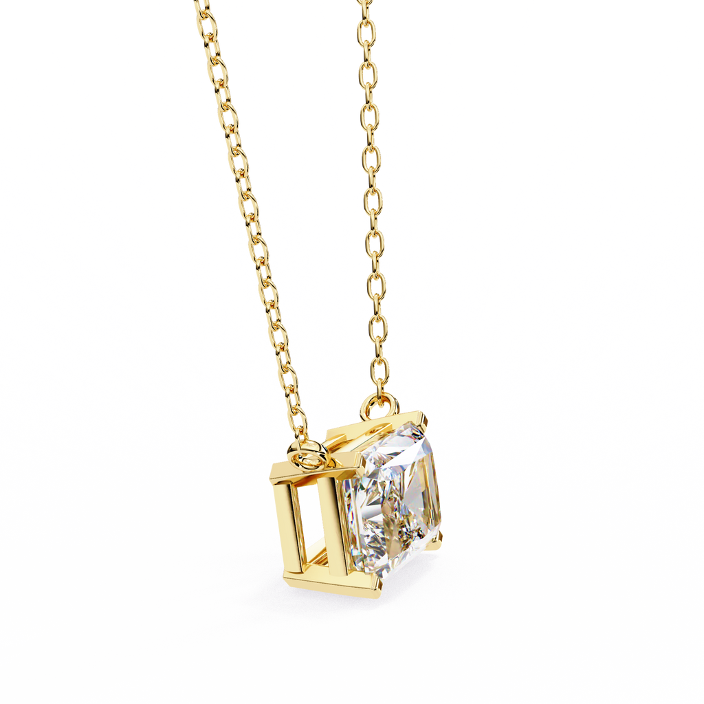 Yellow Gold Radiant Cut Diamond East-West Solitaire Pendant