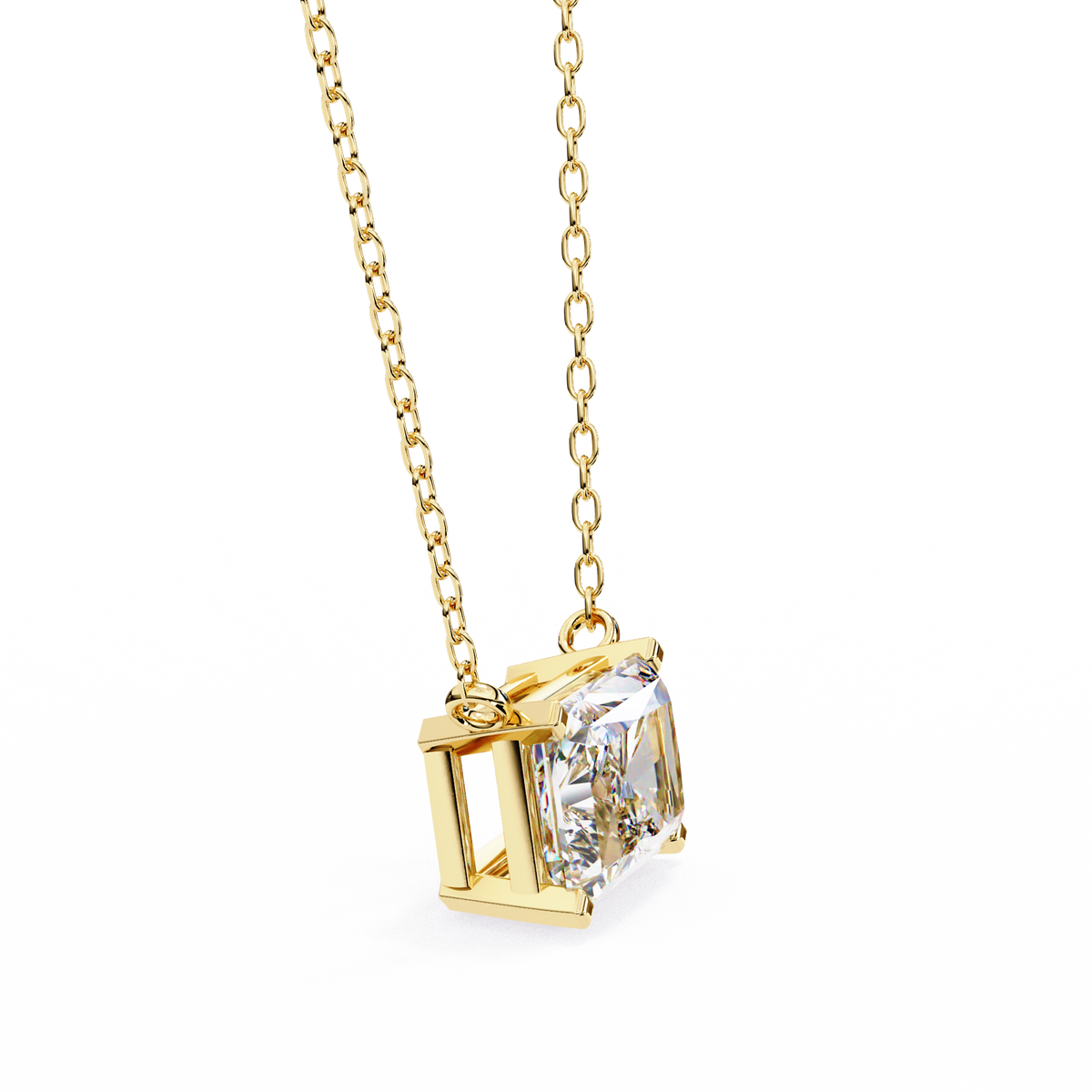Yellow Gold Radiant Cut Diamond East-West Solitaire Pendant