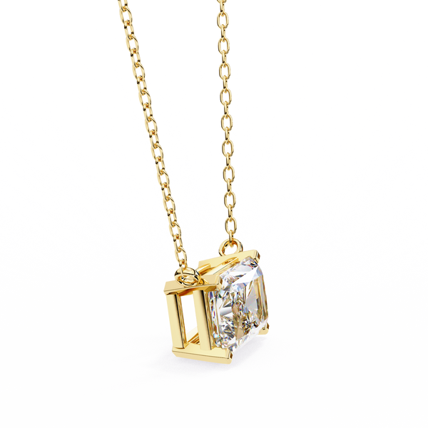 Gold Radiant Cut Diamond East-West Solitaire Pendant