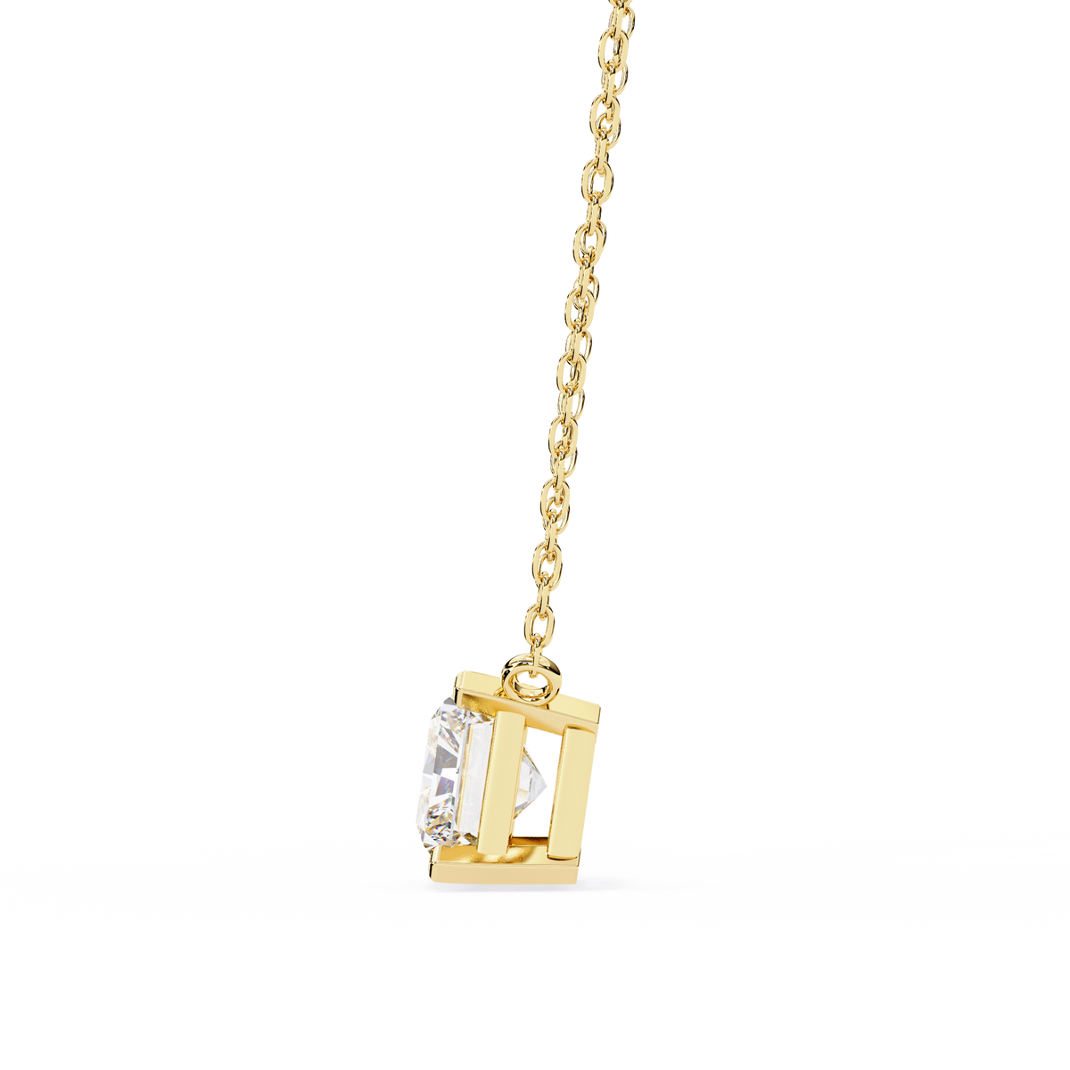 Yellow Gold Radiant Cut Diamond East-West Solitaire Pendant