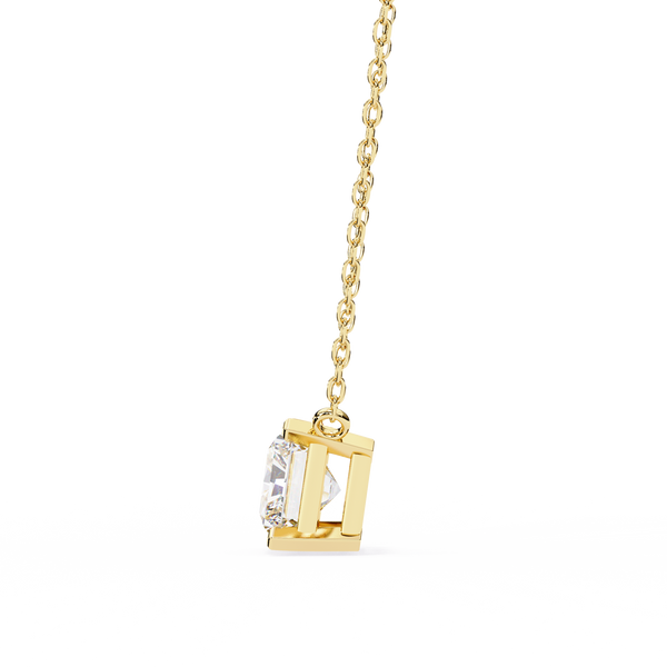 Gold Radiant Cut Diamond East-West Solitaire Pendant