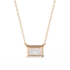 Rose Gold Radiant Cut Diamond East-West Solitaire Pendant