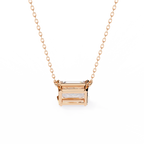 Rose Gold Radiant Cut Diamond East-West Solitaire Pendant