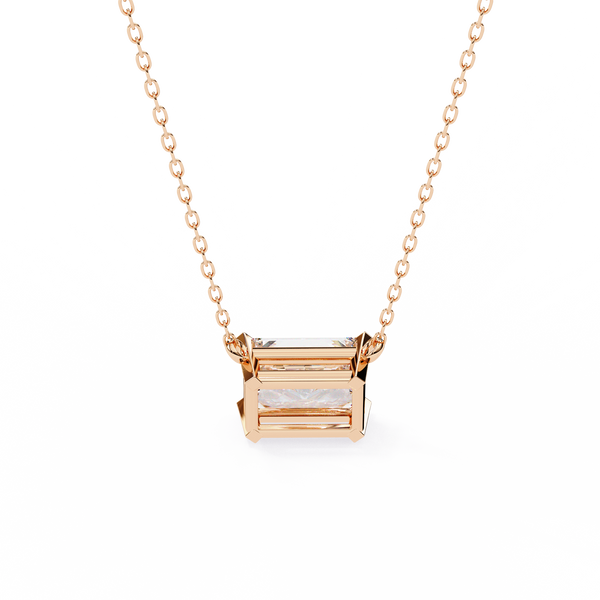 Rose Gold Radiant Cut Diamond East-West Solitaire Pendant